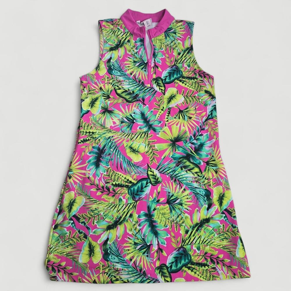 Tommy Bahama Pink And Green Tropical Golf Dress Large